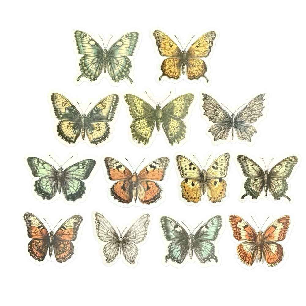 Vintage Butterfly Themed Waterproof Stickers Lot of 13